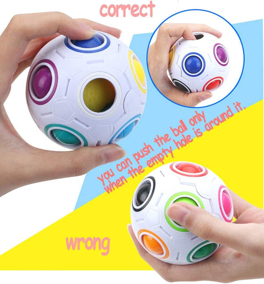 TANCH Magic Rainbow Ball Puzzle Cube Fidget Stress Relief Ball Brain Teasers Games Toys for Kids Adults (12 Holes)