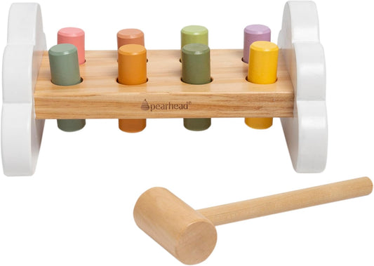 Pearhead Shape Sorter Toy – FSC-Certified Bucket with Carry Handle, 6 Colorful Wooden Blocks, Montessori Fine Motor & Color Recognition, Gender-Neutral Newborn Gift, 1 2 3 Year Old