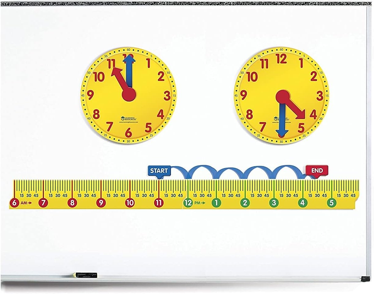 Learning Resources Magnetic Elapsed Time Set, Telling Time, Clock for Kids, Classroom Supplies, Set of 2