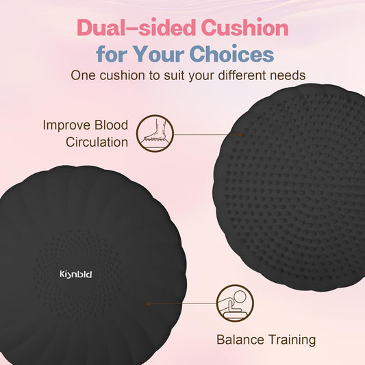kisnbld Wobble Cushion, Extra Thick Wiggle Seat for Sensory Kids, Non-slip Balance Disc with Inflation Pump for Adults Core Strength, Posture Improvement & Physical Therapy (13.5in/34cm)