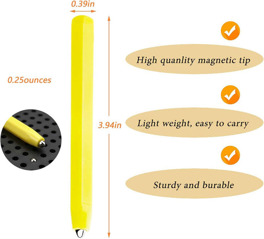 3 Pieces Replacement Stylus Magnetic Drawing Pen Magnet Replacement Pens for Magnetic Drawing Board Pen Replacement Magnapad A to Z and Numbers 0-9 (Yellow)