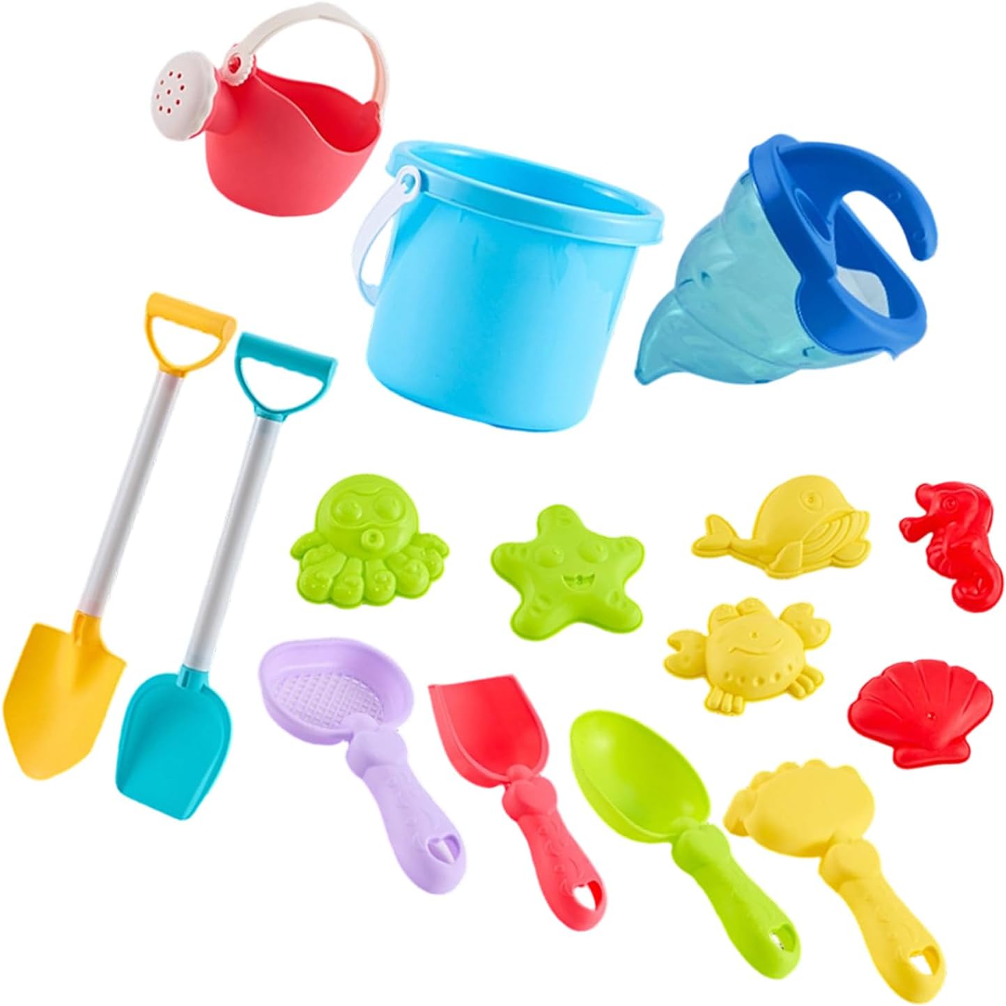 14Pcs Colorful Sand and Water Toy Set for Outdoor Beach Pool Sensory Play Activities Toddler Beach Bath Toy with Tools
