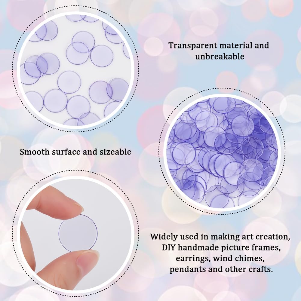 200Pcs Plastic Learning Counters Purple Counting Chips Round Flat Discs Decorative Christmas Ornament Disks Markers Translucent Circles Mosaic Tile for Math Practice Learning School Supplies