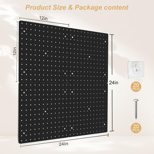 FZK Peg Board with Hooks, Plastic Pegboard Kit with 4 White Pegboards and Accessories, Peg Board Wall Organizer for Office and Craft Room
