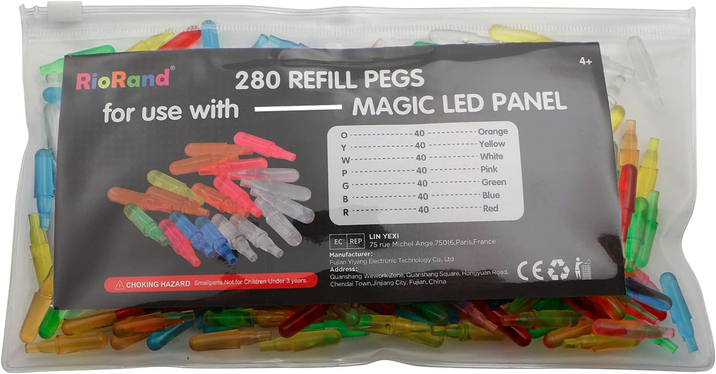 RioRand Refill Pegs 280 PCS Magic LED Panel Light Up Board Accessories for Kids Aged 4 +