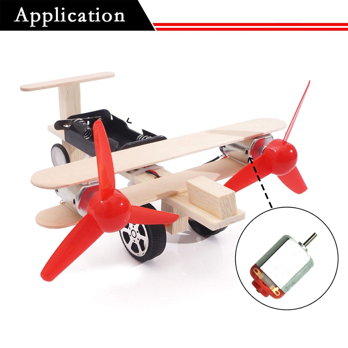 EUDAX 6 Set DC Motors Kit, Mini Electric Hobby Motor 3V -12V 25000 RPM Strong Magnetic with Shaft Propeller, 2 x AA Battery Holder,9V Battery Clip Connector,Plastic Wheels for DIY Science Projects