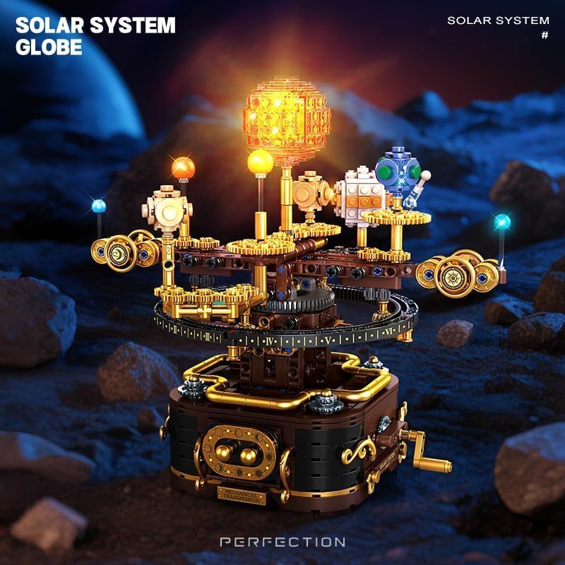 Spinning Solar System Space Building Kit, STEM Model with Rotating Planets, Sun and Astronomy Educational Toys for Kids, Outer Space Birthday Gift for Ages 6+