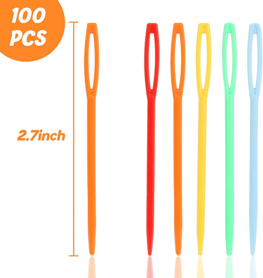 LOVEINUSA 100PCS Plastic Needles for Kids, Large Eye Yarn Needles for DIY Stitchery Plastic Sewing Needles Tapestry