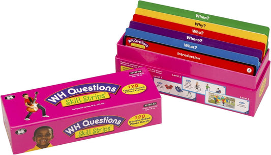 Super Duper Publications | WH Questions Skill Strips® Photo Cards | Educational Learning Resource for Children | Practice Expressive and Receptive Language Skills