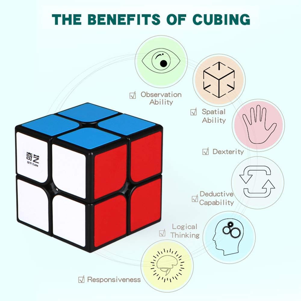 Qiyi Qidi Speed Cube 2x2- Smooth Bright-Light Sticker(Classic Colors) - 2x2x2 Puzzles Toys, The Most Educational Toy to Effectively Improve Child's Concentration and responsiveness.