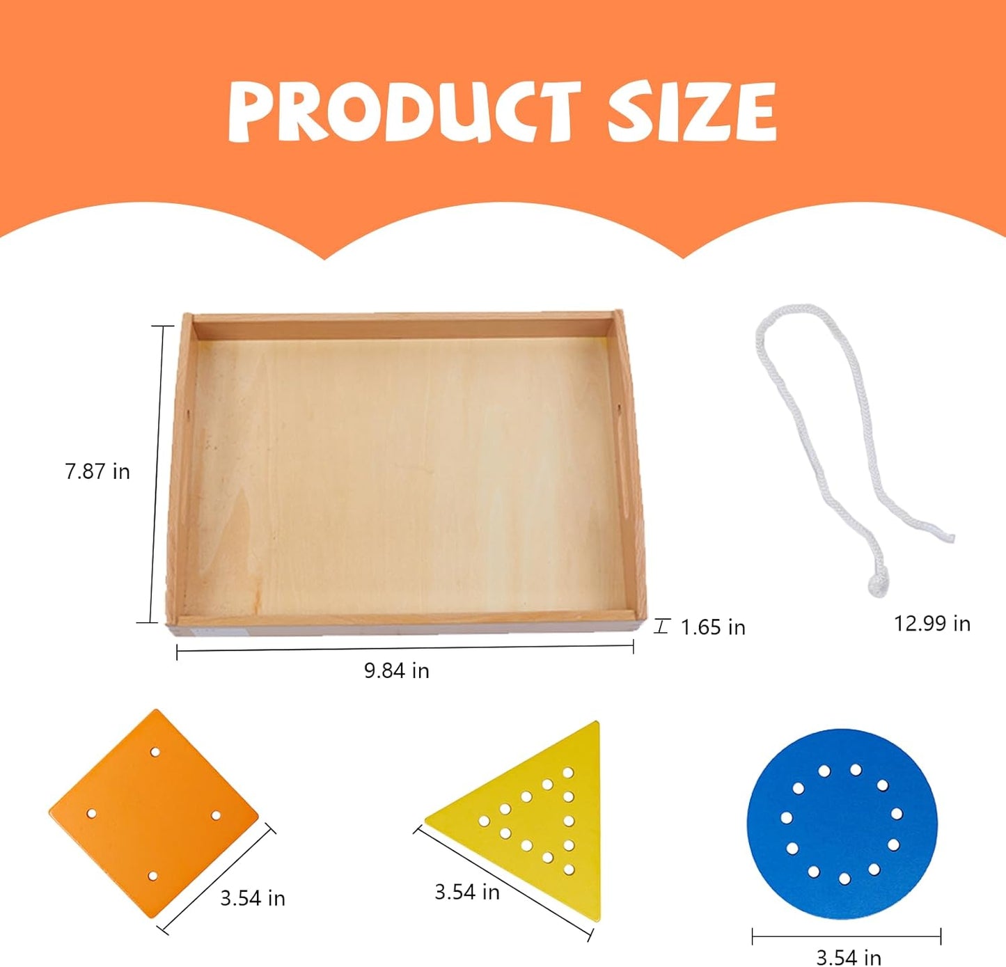Wooden Toddler Beads and String Lacing Toy Set with Tray - Educational Threading Game for Fine Motor Skills Development - Lacing Cards for Toddlers 1-3,Montessori Toys for 2 3 4 Year Olds(5 Shapes)