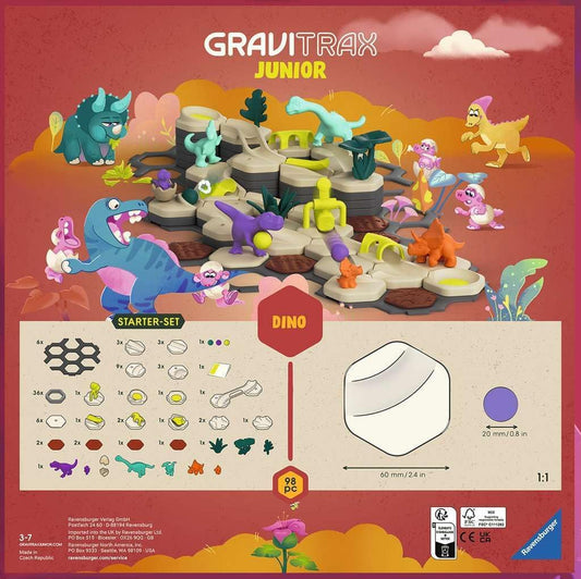 Ravensburger GraviTrax Junior Starter Set L Dino 24586 - Expandable marble run for children, made of environmentally friendly materials with theme worlds, educational and construction toy from 3 years