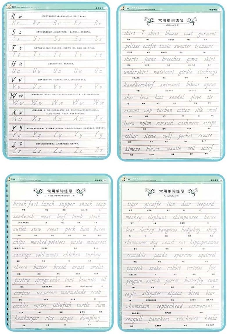 Italic English Practice Copybook, 3D Groove Practice English Calligraphy Copybook Handwriting Practice Book, Letters and Words