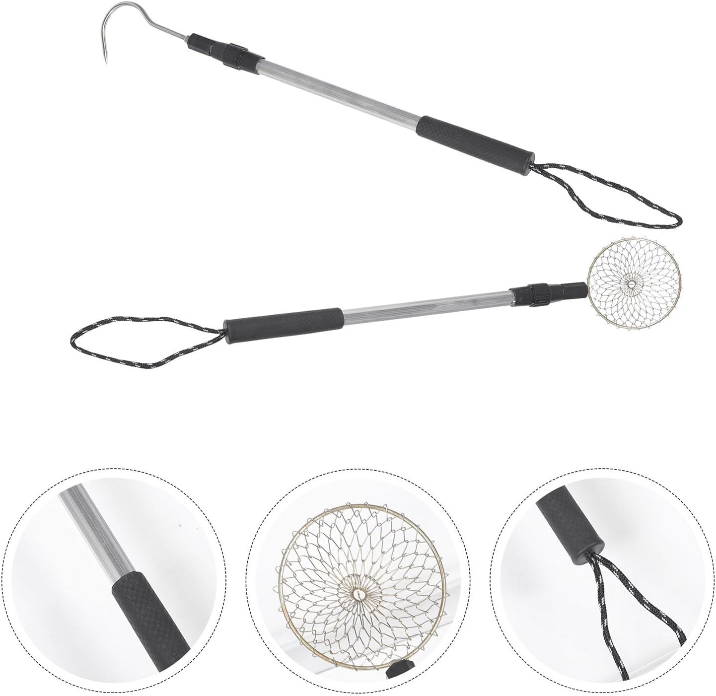 Abaodam Beach Sand Sifter and Shell Scooper with Aluminum Telescopic Rod and Shovel for Outdoor Shell Collecting Rock Hunting and Sand Filtering Tool