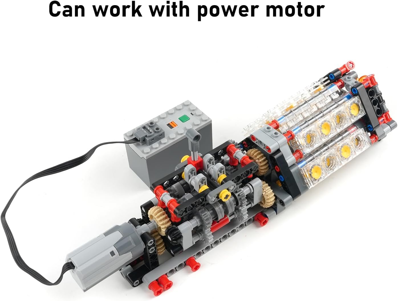 Building Blocks 6 Speed Gearbox with V16 Engine Model for MOC Power Functions