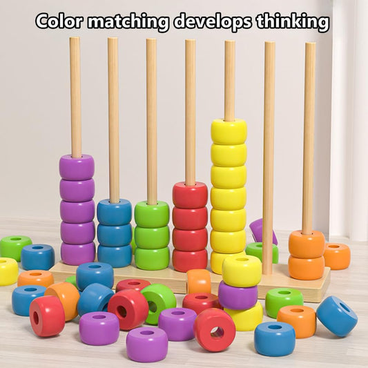 Color Matching Stacking Puzzle Game, Fast Pattern Challenge Ring Stack Puzzle for 2 Players, Competitive Tabletop Puzzle Game Set Including Shelves and Rings (1pcs)