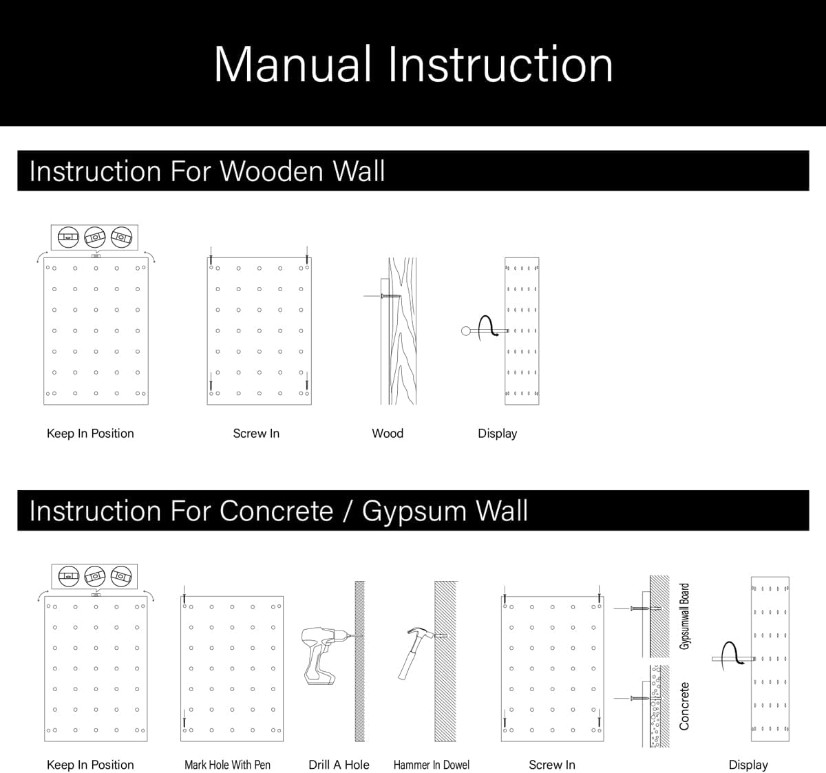 Wood Pegboard Combination Wall Organizer Kit, Wooden Display Pegboard Panel Kits for Bedroom, Study, Office, Bathroom, 2 Pieces Pegboards and 15 Accessories