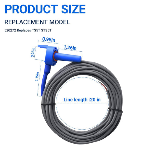 520272 Pool Temperature Sensor Thermistor Air/Water/Solar Replacement Kit for Pentair Jandy Pool/Spa Heater System Temperature Sensor 20 Feet Cable 2 Pack