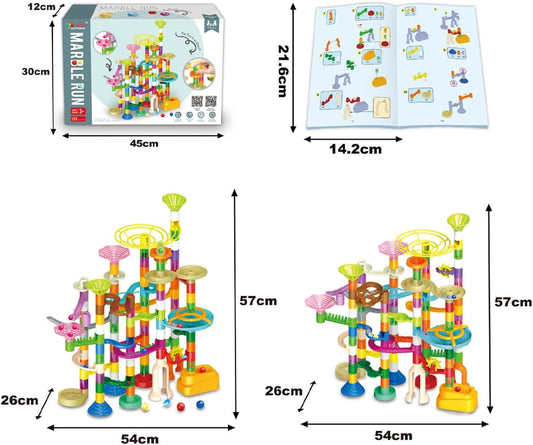 Marble Run for Kids Ages 4-8-12-150pcs Sturdy Building Toys - Amazing Fun Valentines Boys Girls Gifts - Magic Tracks - Glow in The Dark - Mindware - Marbles for Kids