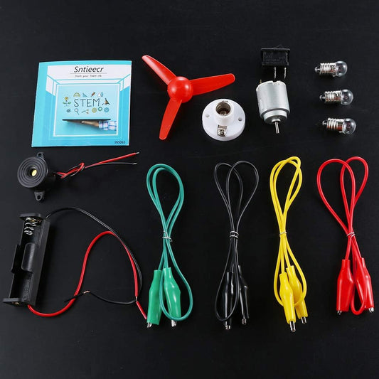 Sntieecr 6 Set 131 PCS DC Motors Kit, Mini Electric Motor 1.5-3V 15000RPM with 66 PCS Plastic Gears, Shaft Propeller, Bulbs, Buzzer Sounder, Science Experiment Set for Kid DIY STEM Engineering Project