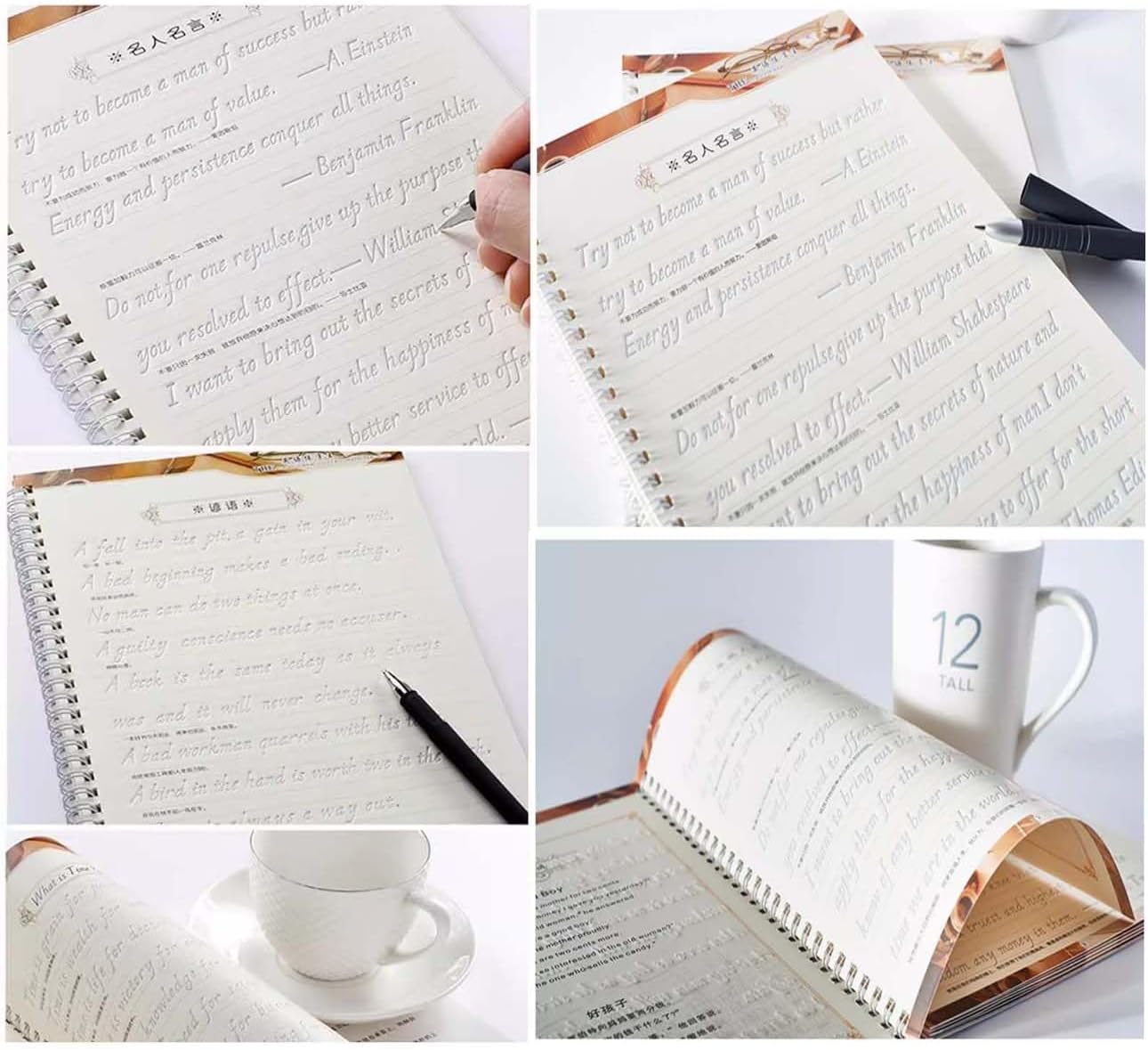 Italic 3D Groove Practice English Calligraphy Copybook Handwriting Practice Book for Adults and Kids