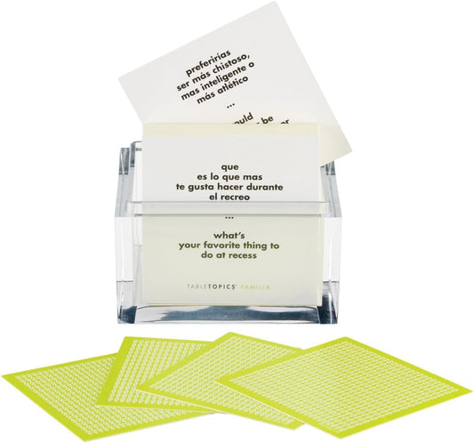TableTopics Familia En Espanol Question Card Game - 135 Spanish/English Conversation Starter Cards, Game to Learn & Practice Spanish, Play with Friends & Family, Bilingual