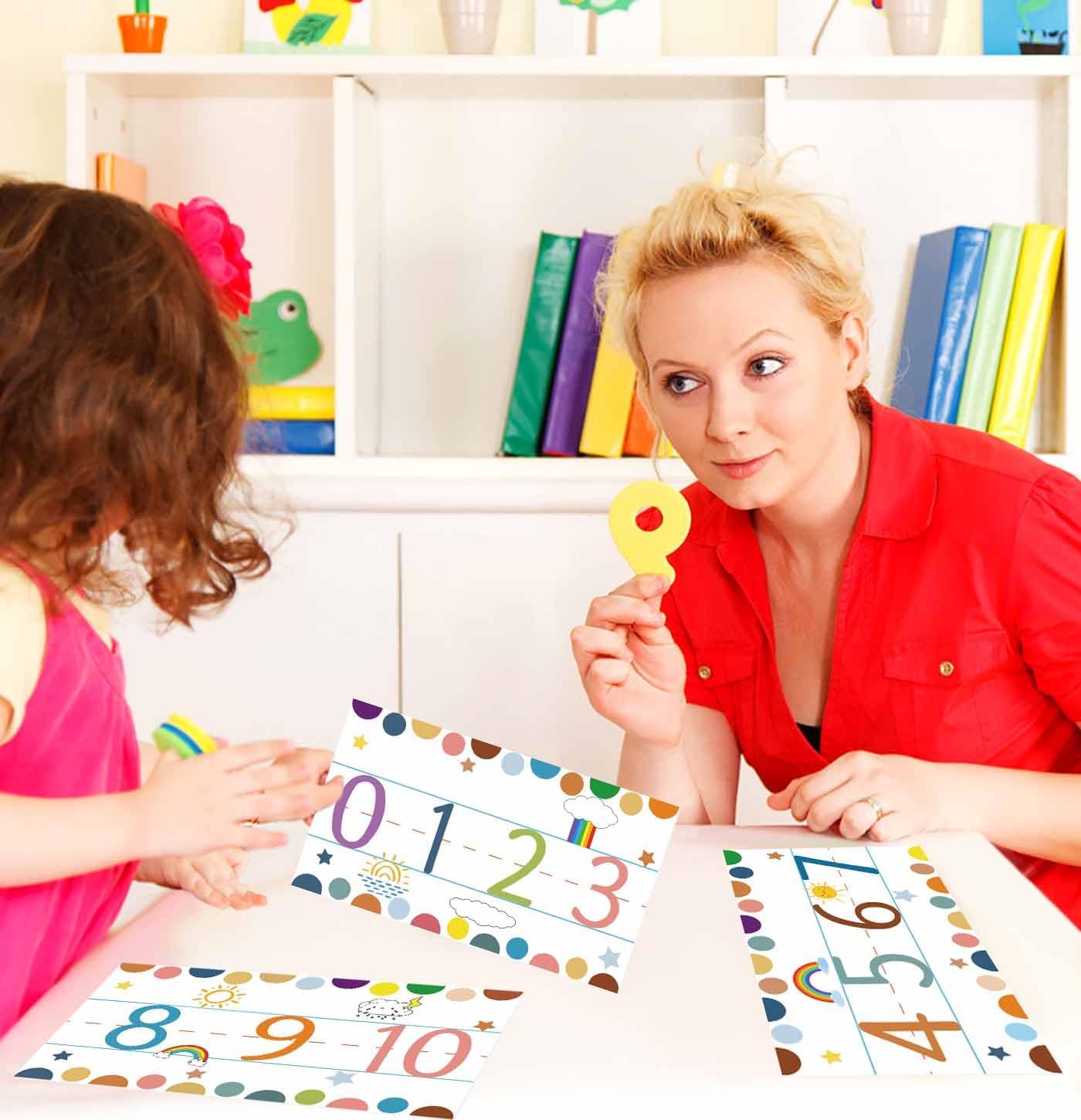 12 Pcs Alphabet Bulletin Board Strips Alphabet and Number Lines ABC Rainbow Themed Alphabet Poster for Preschool Kindergarten Bedroom Playroom Classroom Wall Decoration