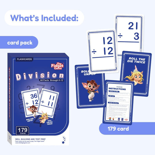 The Fidget Game 179 Multiplication Flash Cards Game Set All Facts 0-12 for Kids in 2nd, 3rd and 4th Grade Classroom or Homeschool - Math Skills and Practice