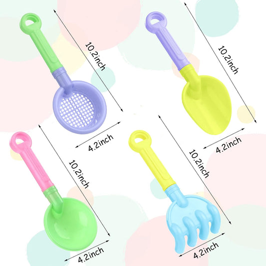 Skylety 8 Pieces Sand Shovels for Kids Colorful Plastic Rake Summer Beach Sand Sifter Shovel for Planting Digging Garden Tool Travel Beach Essentials