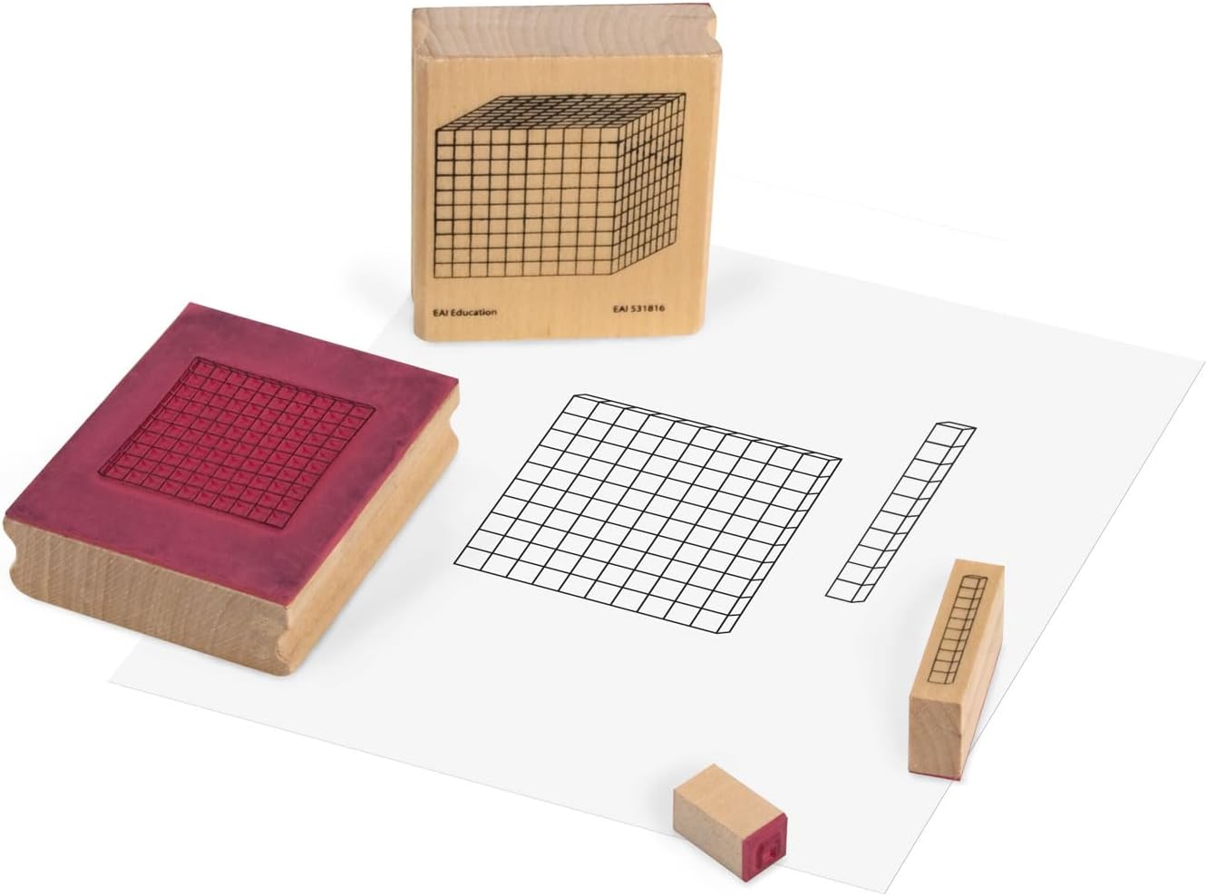 EAI Education Wooden Base Ten Stamps: Set of 4