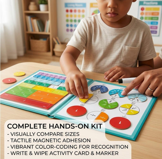 Magnetic Fraction Educational Puzzle,Fraction Manipulatives with Magnetic Fraction Tiles & Circles,Magnetic Fraction Book, Math Manipulatives Enhance Early Primary School Students Mathematical Skills