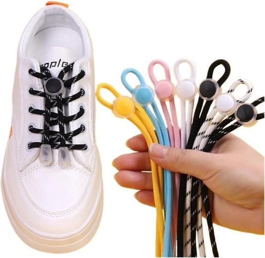 Lazy Bread Lace Buckle Elastic Shoelaces Round Locking No Tie Shoe Laces Kids Adult Rubber Sneakers Shoelace