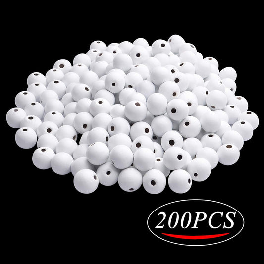 Aylifu Round Wooden Beads, 50 pcs 25mm Natural Unfinished Wooden Spacers for DIY Crafts Jewelry Making, White, Hole: 5mm