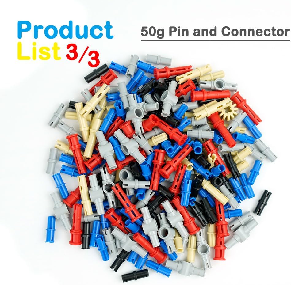 BroTex Technical-Parts-Beams-Gears Bricks Bulk Pins Connectors, Compatible with Car-Motors Accessories Building Blocks Sets MOC Buildings Toys for Adults Kids Age 6+ Toys