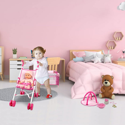 Anivia Stroller Toy Collection Doll Stroller Baby Doll Accessories for Toddlers 1-3Heart Design Gifts for Toddlers and Girls Toy Stroller