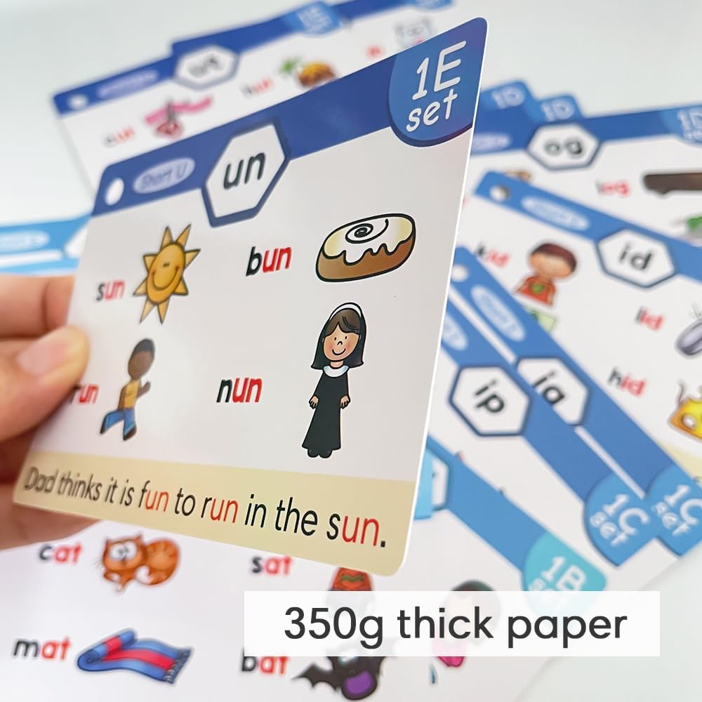 118 Phonics 65 Double-Side Flash Cards, Learn to Read in 20 Stages, CVC Digraphs Trigraph Blends Long Vowel Sounds, Phonemic Awareness, Vocabulary Building