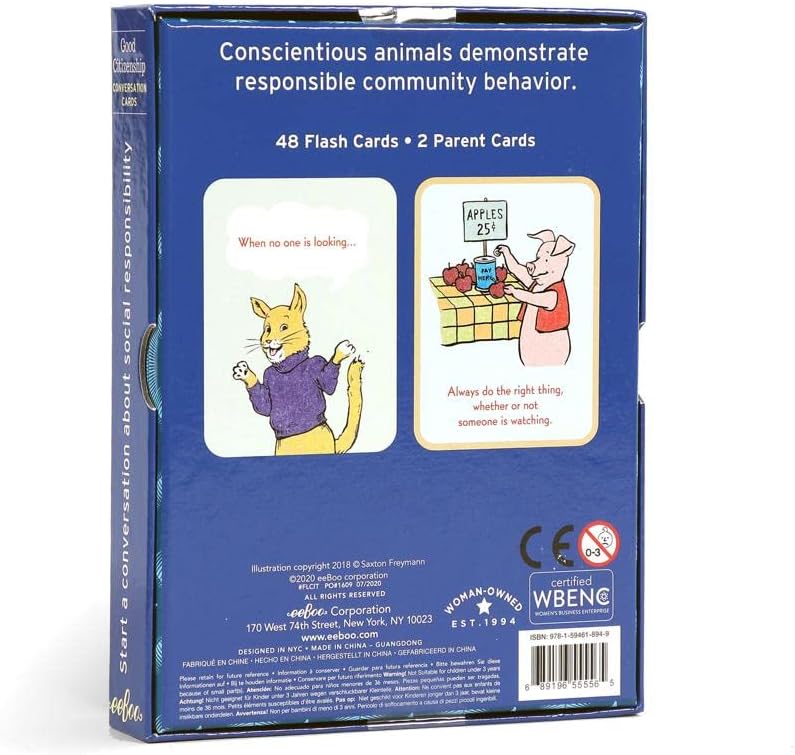 eeBoo: Good Citizenship Conversation Flash Cards, Encourages and Teaches Children How to Be Part of Their Community, Whether Family, School, or Planet, for Ages 3 and up