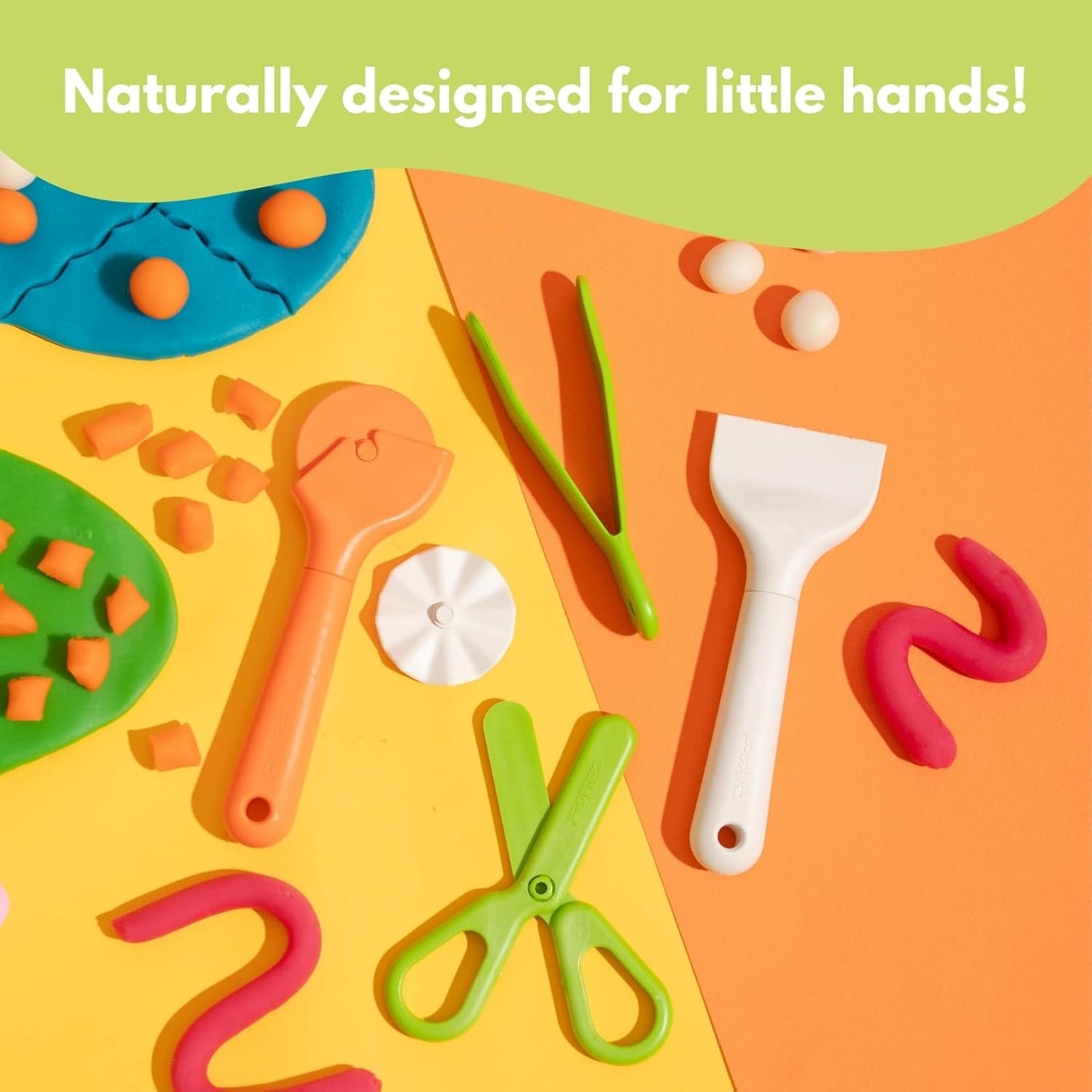 Childgen Play Dough Tools Set for Kids 6 Piece Modeling Clay Tools Kit with Cutter Roller, Scissors, Spatula & Tongs Creative Sensory Play Dough Accessories for Toddlers & Preschoolers