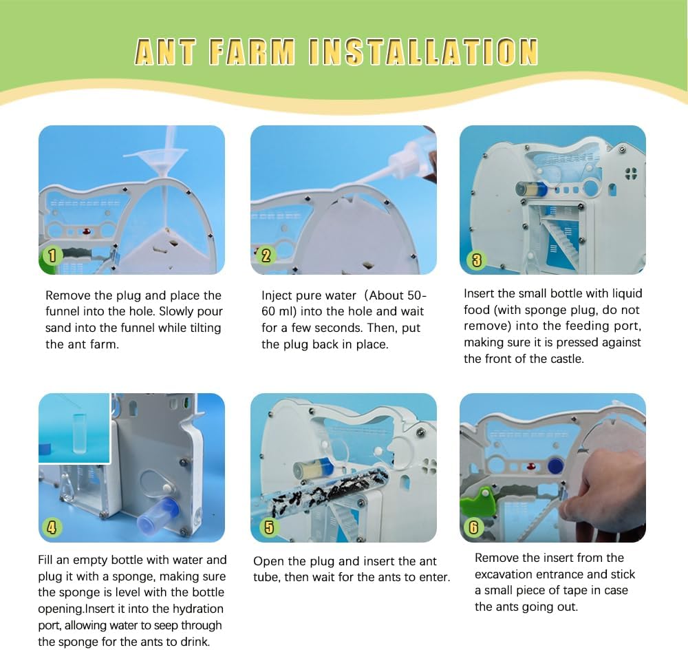 ELNMLHT Ant Farm Castle, Sand Ant Colony Observation Kit, Ant Viewing Habitat Science Kit, Educational & Learning Science Kit for Kids, Adults, Student…