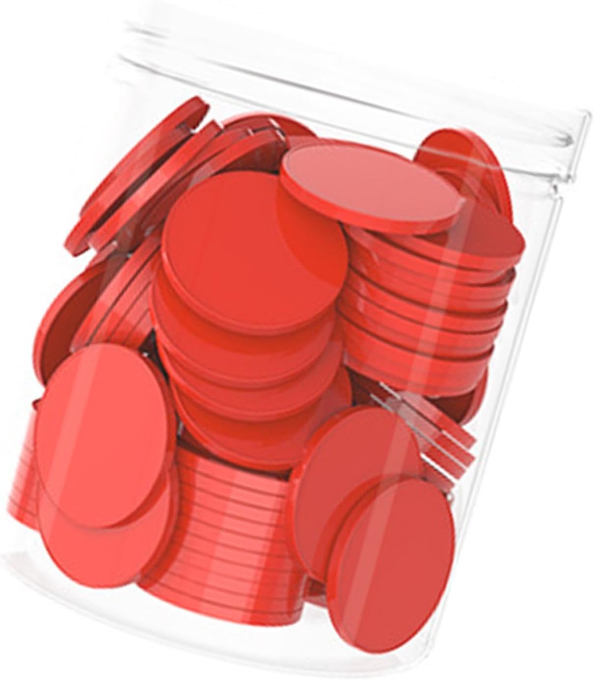 100 x 25mm Counting Chips Math Counters Accessories Round for Game Activities Versatile Sturdy PP Material with Storage Box, Red