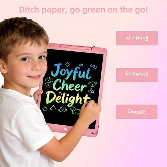 2-Pack 16" LCD Writing Tablet, Electronic Drawing Board with Stylus, One-Click Erase Reusable Doodle Board, Paperless Memo for Home School Office Gift (Pink and Blue)