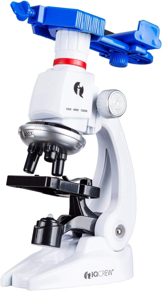 IQCREW 100X-1200X Kids Microscope with Smartphone Adapter and Accessory Kit