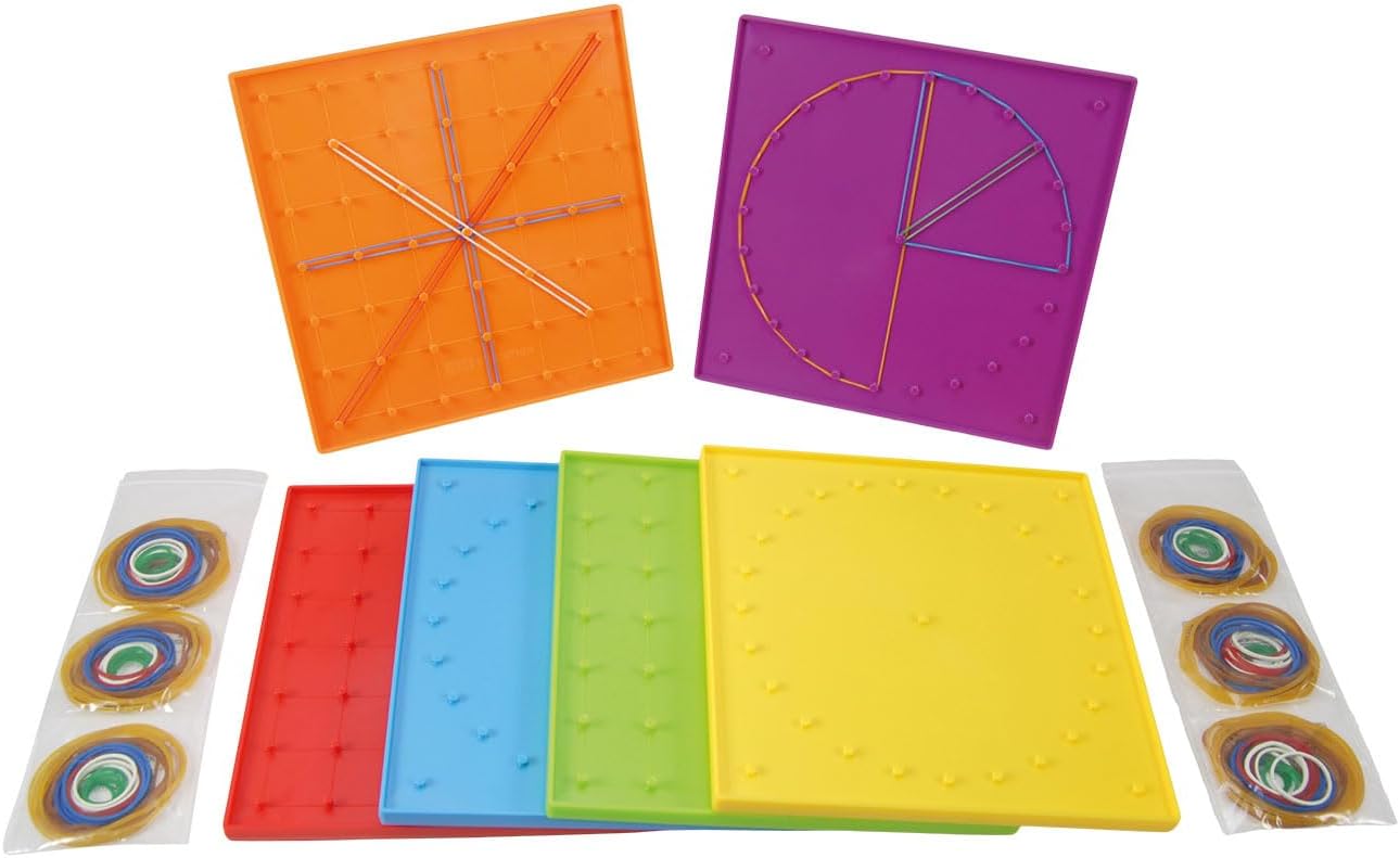 EAI Education 8" Double-Sided 7 x 7 Pin Grid Geoboard - Set of 6