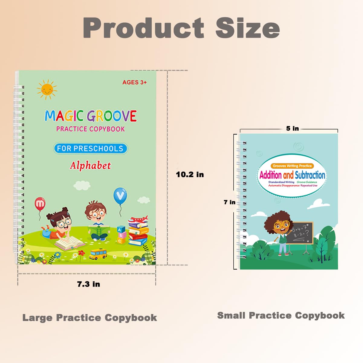 4 Pcs Reusable Grooved Handwriting Practice Books, Magic Practice Copybook with Disappearing Ink Pens Pencil Grips, Handwriting Workbook Letter Tracing Books for Kindergarten Preschool Kids Age 3-8