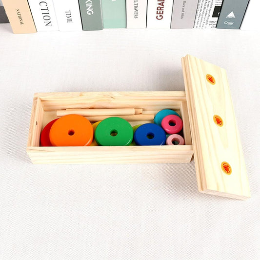 Montessori 10-Layer Rainbow Tower, Wooden Stacking Rings Toy for Toddlers