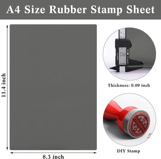 Rubber Stamp Sheet for Laser Engraving Machine, A4 Rubber Stamp Sheet for Laser Cutter Soft Rubber Sheet for Stamps (Dark Gray, 1 Pack)