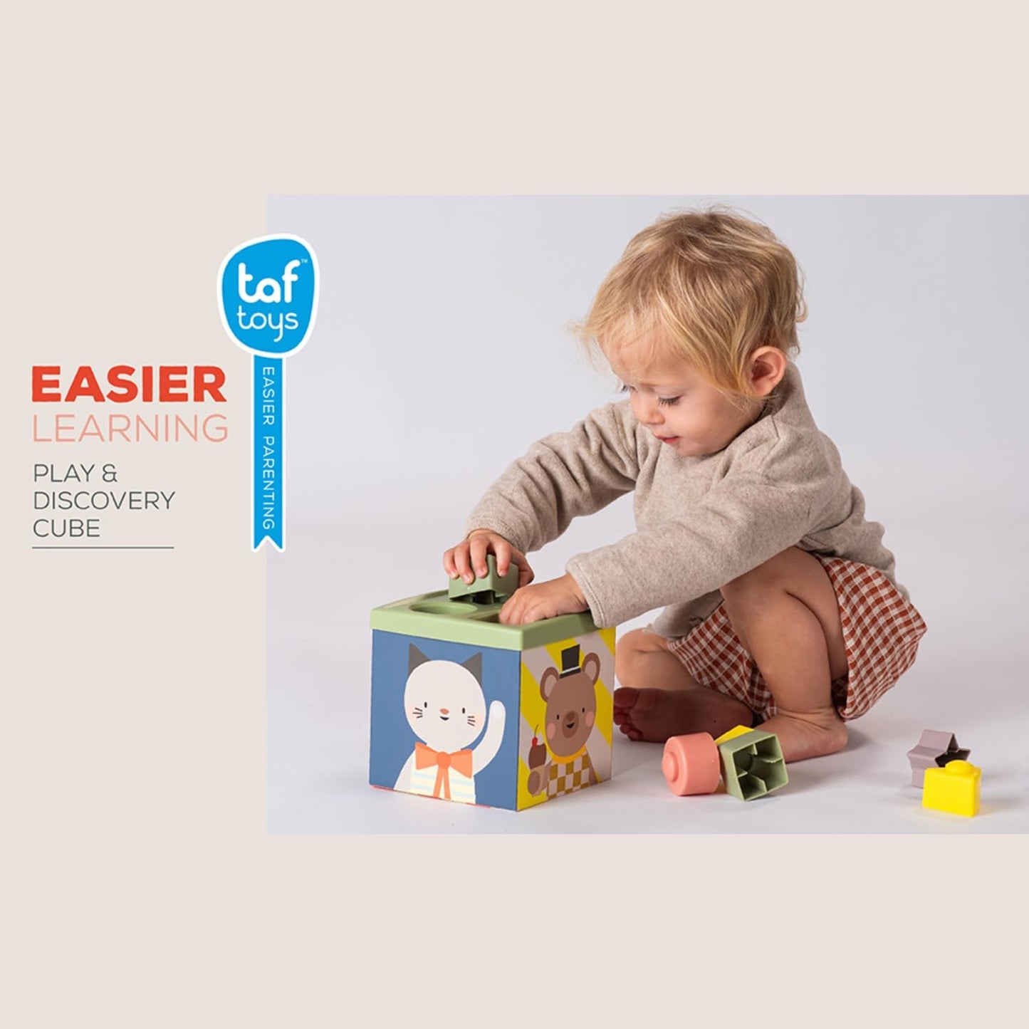 Taf Toys Baby Tissue Box Toy Silicone Baby Toys 6-12 Months Montessori Toys Sensory Activity & 10 Tissues for Fine Motor Development Soft Interactive Silicone Learning Cube for 1 Year Old Toddlers