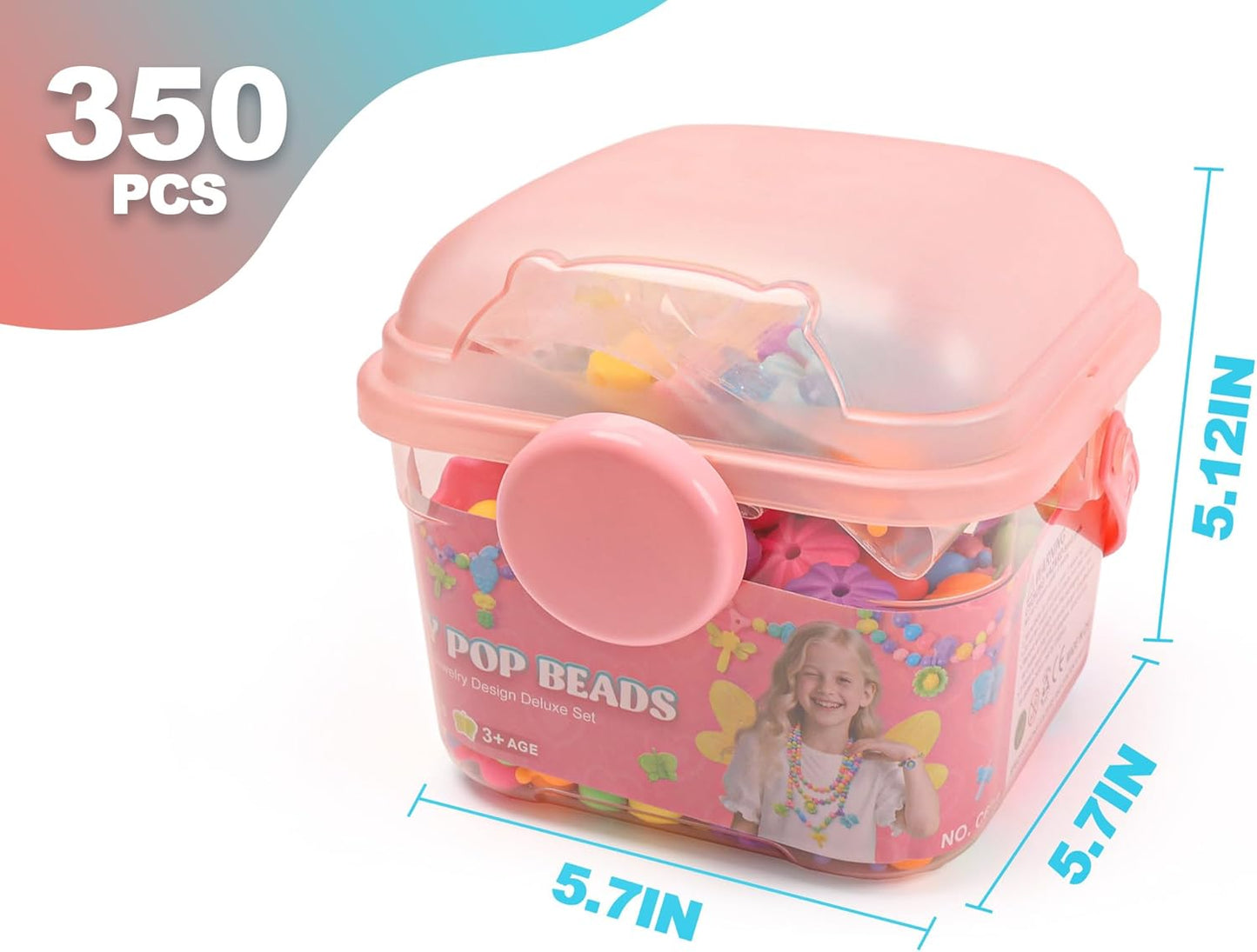 BIRANCO. Pop Beads, Jewelry Making Kit - Arts and Crafts for Girls 3-7 Years Old, Snap Beads Toys - Necklace, Bracelet, Ring Creative DIY Set - 520 pcs