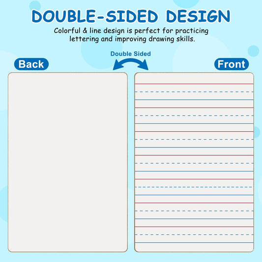 4-Pack Mini Dry Erase Boards, 6"x9" Double-Sided Lined Whiteboards for Students, Teachers – Reusable Boards for Math, English, Handwriting Practice, Ideal for Classroom & Homeschool Learning