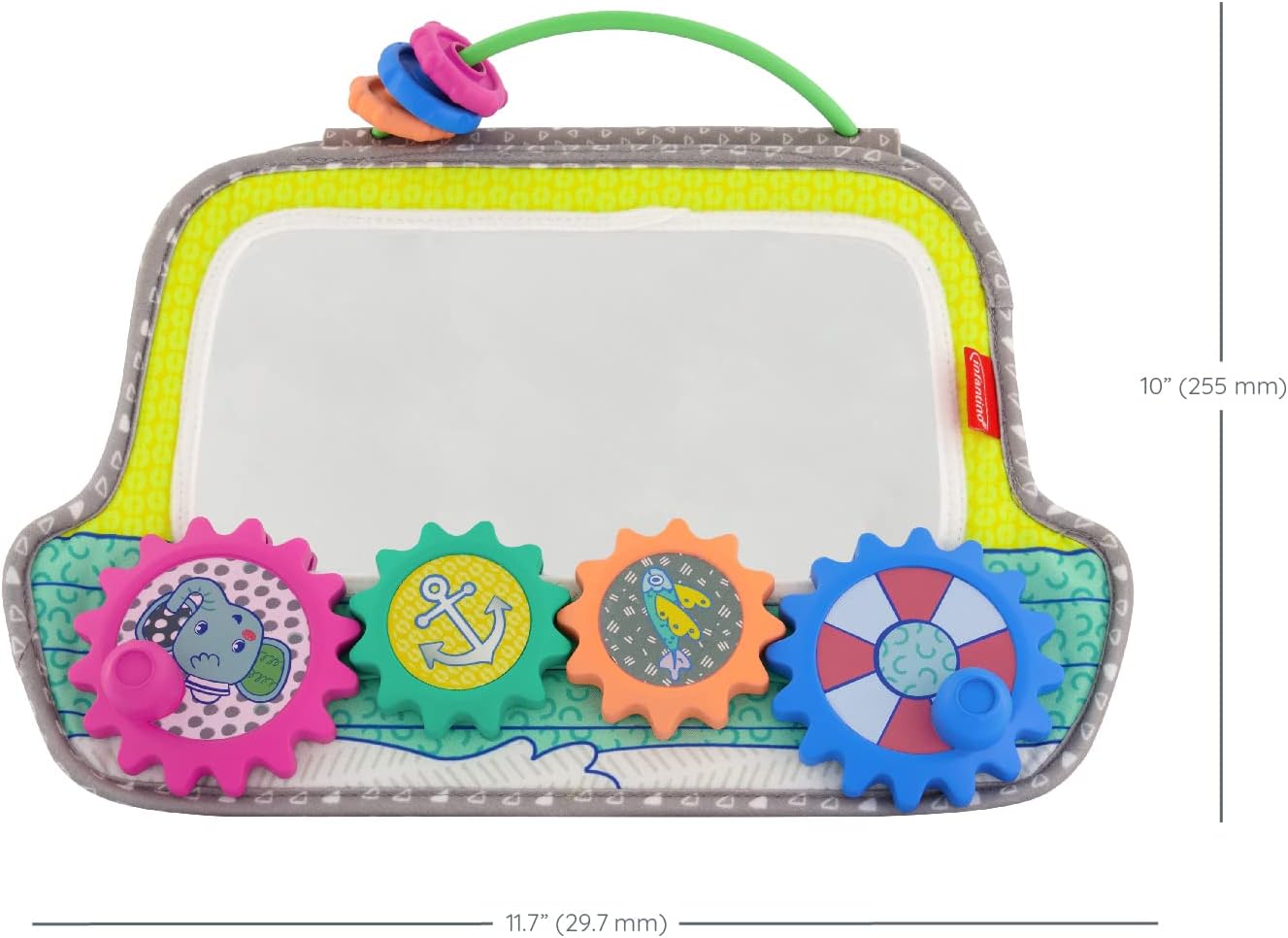 Infantino Busy Board Mirror & Sensory Discovery Toy Boat for Fine Motor Skill Development with Gears, Beads, High Contrast Prints, Tummy Time, Sit & Play or On The Go, for Newborns, Babies & Toddlers